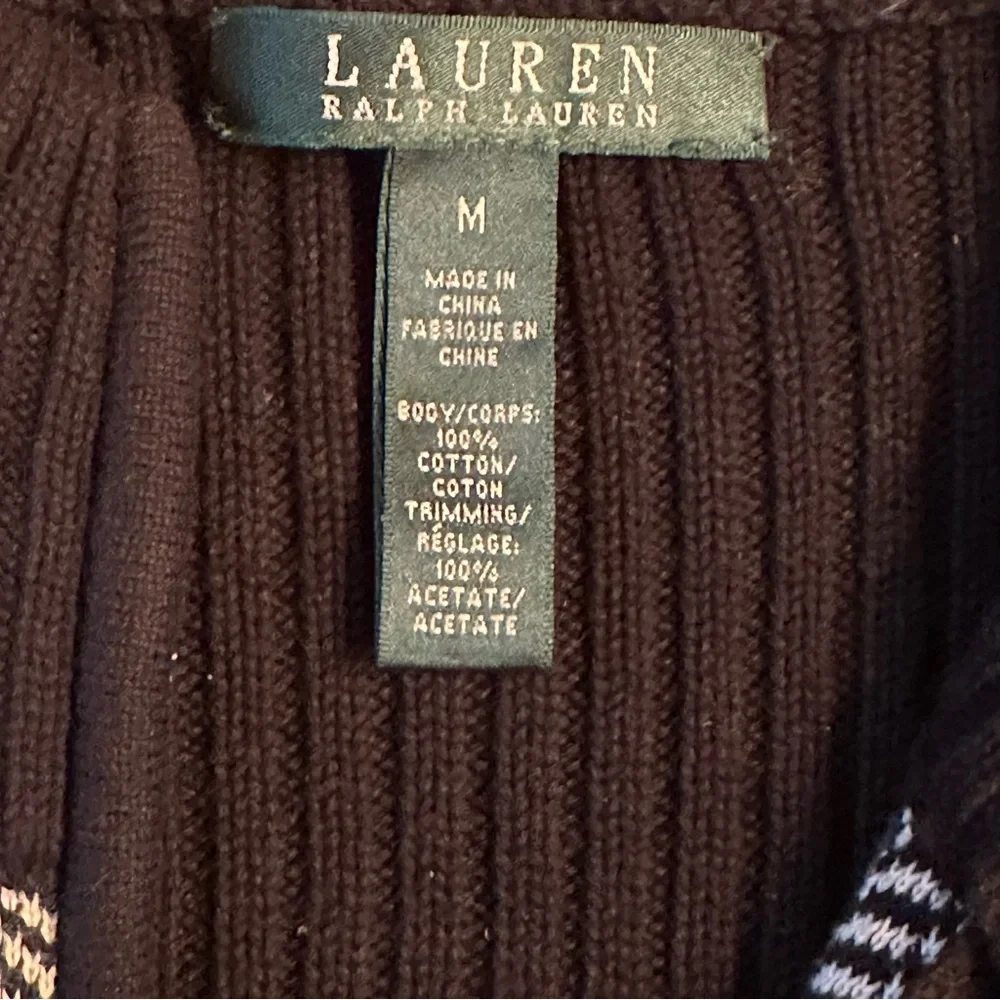 Lauren Womens Sweater Sz Medium Black& White herringbone design VGC